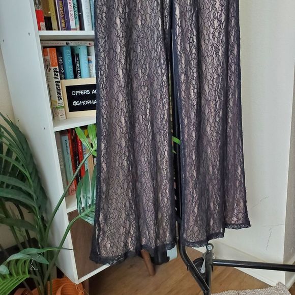 Nasty Gal High Waist Wide Leg Lace Contrast Pants - Picture 2 of 4